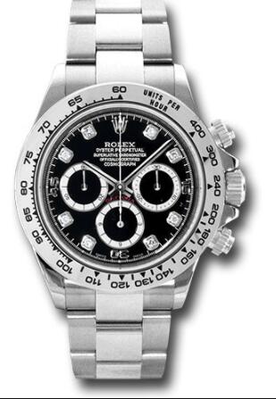 Replica Rolex White Gold Cosmograph Daytona 40 Watch 116509 Black Diamond Dial
